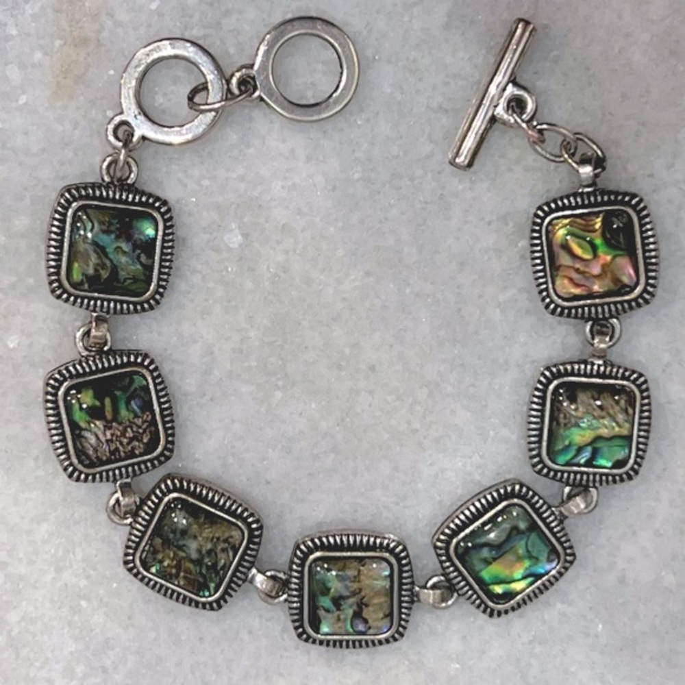 Abalone Shell Silver Toggle Bracelet